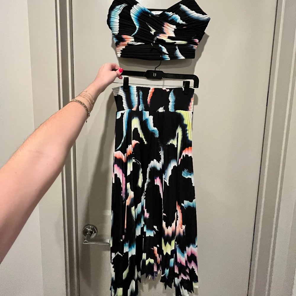 A.L.C. Sonali Abstract Print Pleated Midi Skirt (Part of Set)